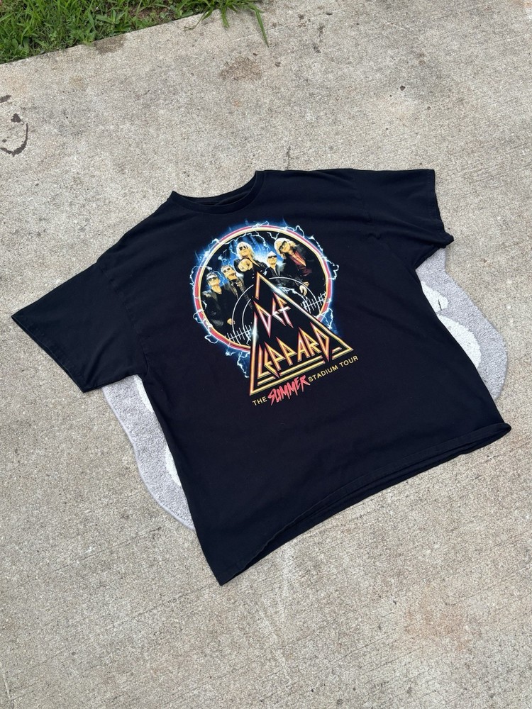 Def Leppard 2024 Summer Stadium Tour Black Rock Band T-Shirt Size X-Large