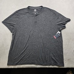 Madeflex Flag & Anthem Henley Shirt Mens 2XL Heather Gray Stretch Wicking NEW
