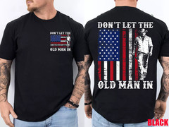 (2-SIDE) Retro Don’t Let The Old Man in Cowboy US Flag for Men Women T-Shirt