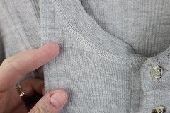 Vintage 90s Streetwear Mens Medium Blank Striped Ribbed Knit Henley T-Shirt Gray