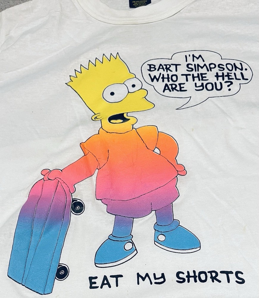 Rare 1990s Vintage Neon Bart Simpson Shirt Size M Does Have Some Spots As Shown