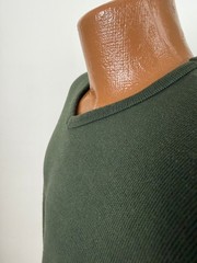 Vintage 90s Ribbed Knit Shirt Men Large V-Neck Minimal Casual Heavy Rayon Blend