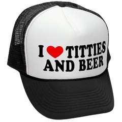 I HEART TITTIES AND BEER – LOVE FUNNY JOKE GAG – Unisex Adult Trucker Cap Hat