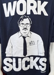Ripple Junction Men’s Office Space Milton Work Sucks Graphic Navy Shirt Size 2XL