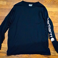 Carhartt Men’s XL T-Shirt Black Long Sleeve Crew Neck Loose Fit Logo TK0231-M