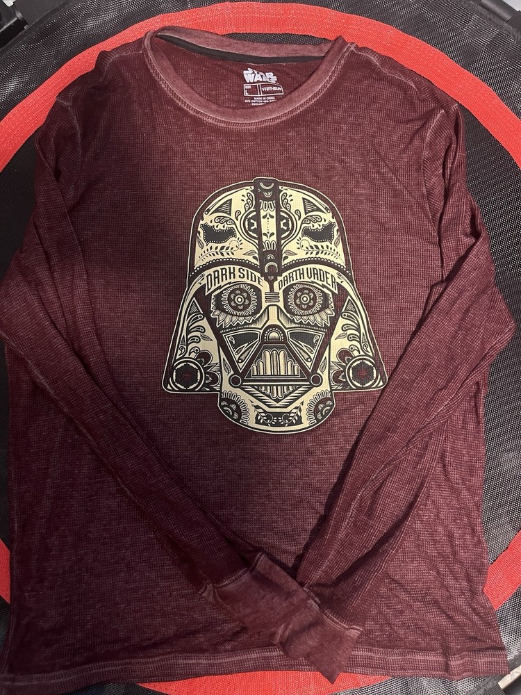 STAR WARS Darth Vader Fifth Sun Day Of The Dead Maroon Thermal Waffle Knit,Large