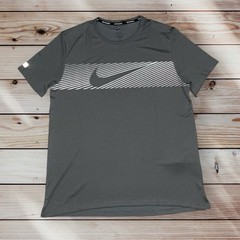Nike Grey Dri-FIT Miler Logo 1.0 Flash UV Short Sleeve Running Top Repel L XL