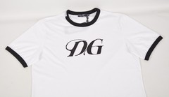 White T-Shirt XL Oversized Fit Contrast Collar Short Sleeve | Dolce & Gabbana