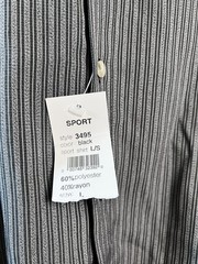 NEW Pierre Cardin Men’s Black White Striped Shirt Large Button Front Long Sleeve