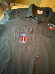 VTG DICKIES MENS SZ 4XL BUTTON UP WORK SHIRT USA PEACE SIGN PATCHES BLOKECORE
