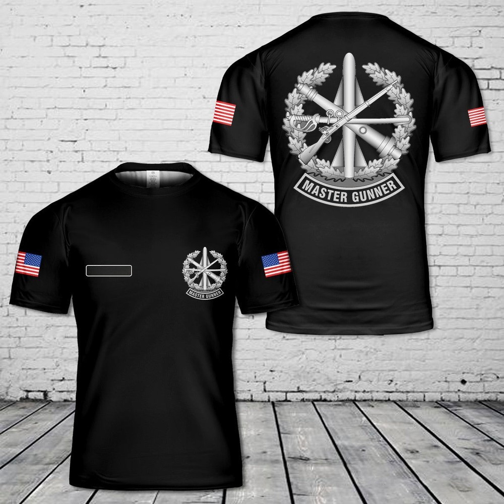 Custom Name US Army Master Gunner Identification Badge AOP SHirt 3D Shirt S-5XL