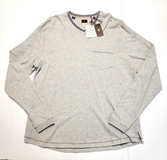 $125 New LEFT COAST TEE V-Neck Shirt L/S Cotton Men’s XL X-LARGE Gray Pocket