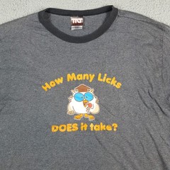 Vintage Y2K How Many Licks Tootsie Pop Candy Ringer Size S Owl Retro T Shirt