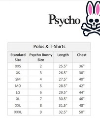 Psycho Bunny Logan Black Men’s Tee Shirt Bunny Logo Contrast Trim Crewneck 8/2XL