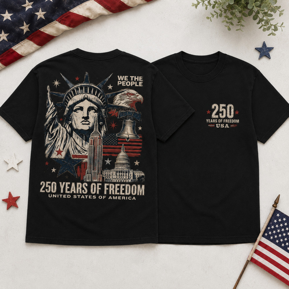USA 250 Years of Freedom Shirt Men We The People Patriotic Eagle Flag Tee(S-5XL)