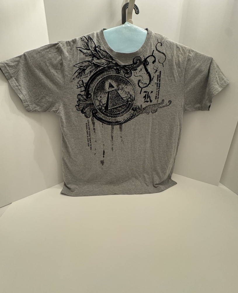 Vintage Karl Kani Gray Eye of Providence Graphic Short Sleeve Shirt Size 2XL