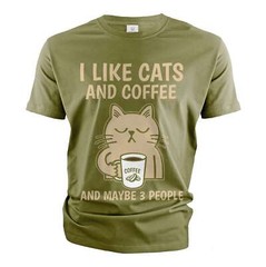 Funny Coffee and Cats T-shirt I like cats coffee and maybe 3 people shirt