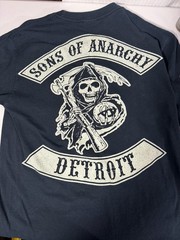 Sons Of Anarchy DETROIT Men’s SMALL Black Long Sleeve Grimm Reaper Skull T-Shirt