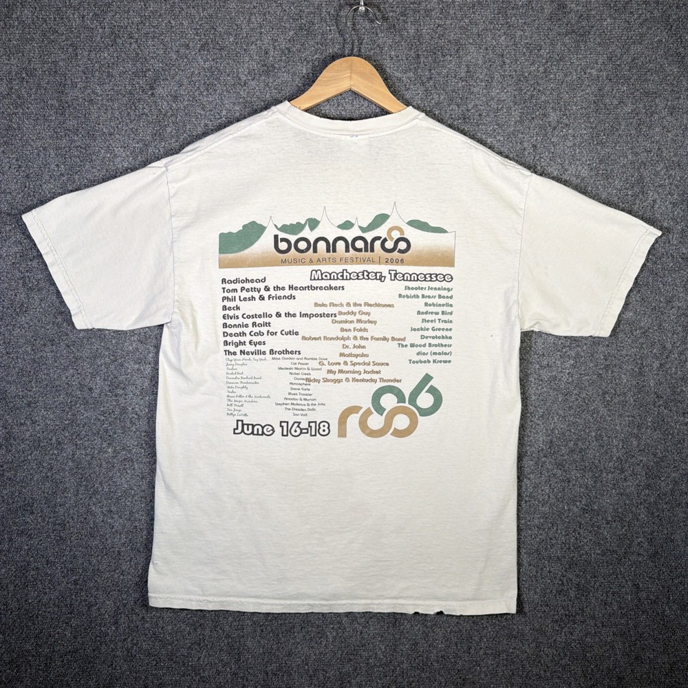 Vintage Bonaroo Shirt Mens Large White Y2K Radiohead Concert 2006 Rare Beck