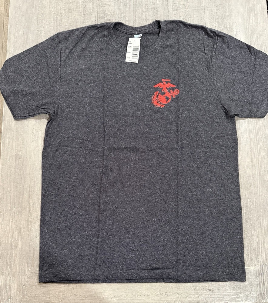 UNITED STATES MARINE CORPS – USMC With US FLAG T-Shirt – CHARCOAL – Size L