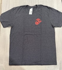 UNITED STATES MARINE CORPS – USMC With US FLAG T-Shirt – CHARCOAL – Size L