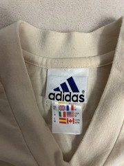 Vintage 1990s Adidas Shirt Size M 1999 Cream Stripes Medium Rare V Neck