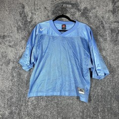 Nike Mesh Practice Football Shirt Mens XL Blue Team V Neck Nylon Jersey Sports