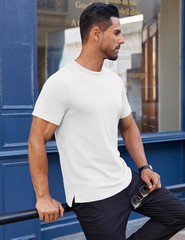 COOFANDY Men’s White Crew Neck T Shirts Cotton Short Sleeve Basic Tee Shirts