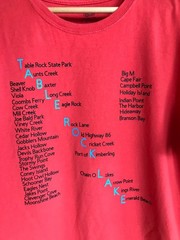 Table Rock Lake Upcycled Graphic Tee, Landmarks Marinas Red Men’s Size Large