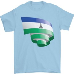 Curled Lesotho Flag Basotho Day Football Mens T-Shirt 100% Cotton