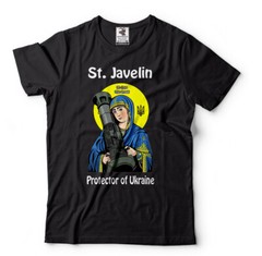 St. Javelin Protector of Ukraine T-shirt Mens Shirt Ukrainian Flag Tee Shirt