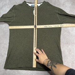 Vintage Polo Ralph Lauren Shirt Mens XLarge Mossy Green Lined Henley Slub Cotton