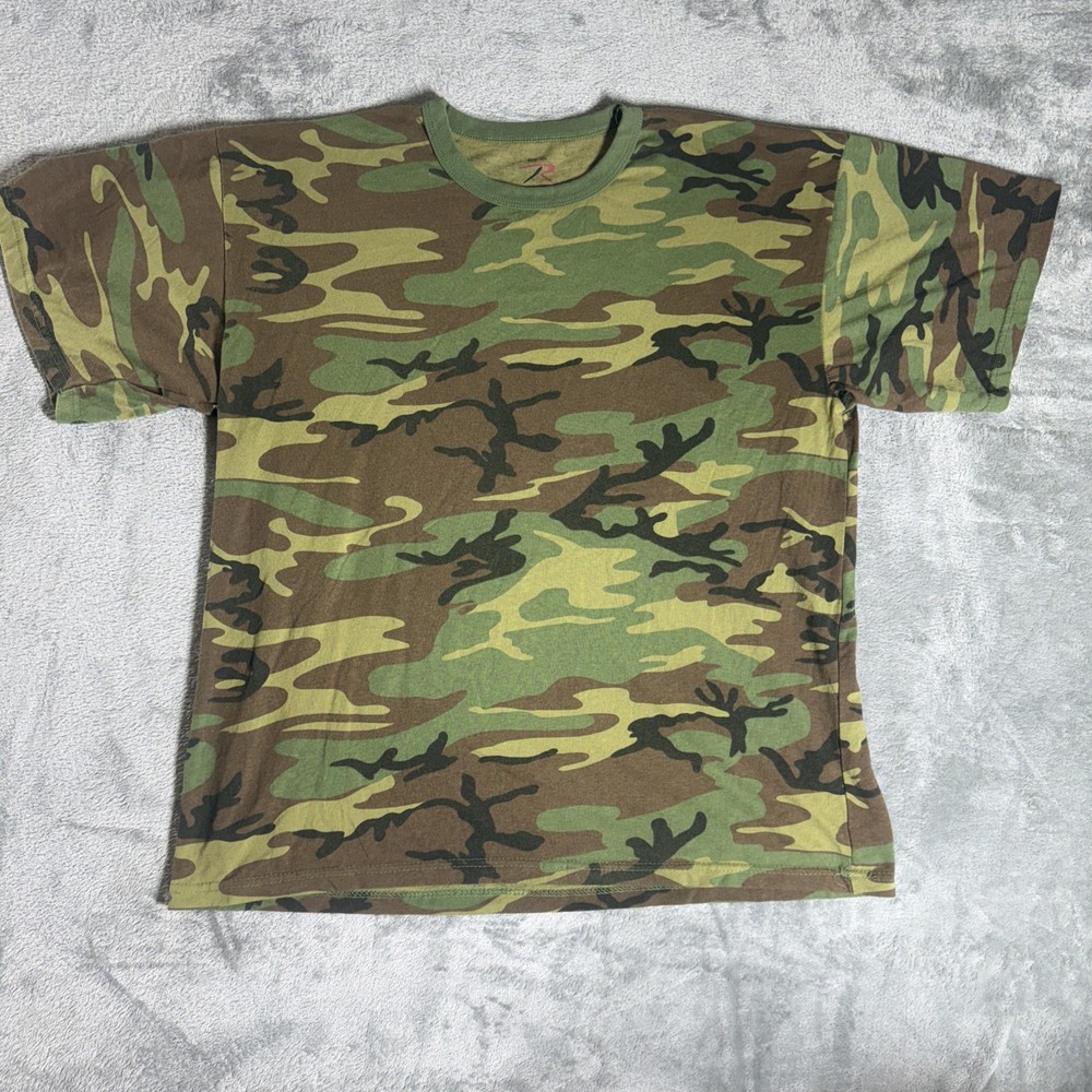 Rothco Camo Shirt Mens XXL Camouflage Camo Tee Woodland Military Hunting Outdoor