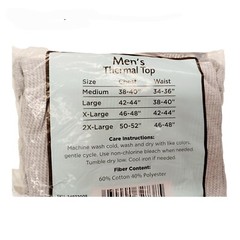 Open Trails Thermal Underwear Top-2XL-Men’s Gray Base Layer
