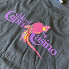 Vintage Isle of Capri Casino T-Shirt 2XL Black Gildan Heavyweight Cotton