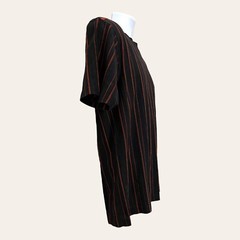 Giorgio Bruni Mens French Sheer Jersey Shirt Size 50 Black Red Stripes
