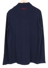 DESIGUAL Tepit Men T-Shirt L Pure Cotton Navy Patterned Long Sleeved Polo