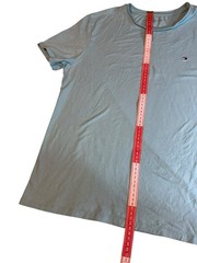 Tommy Hilfiger Mens T-Shirt Size L Light Blue Logo Print Cotton Designer T25