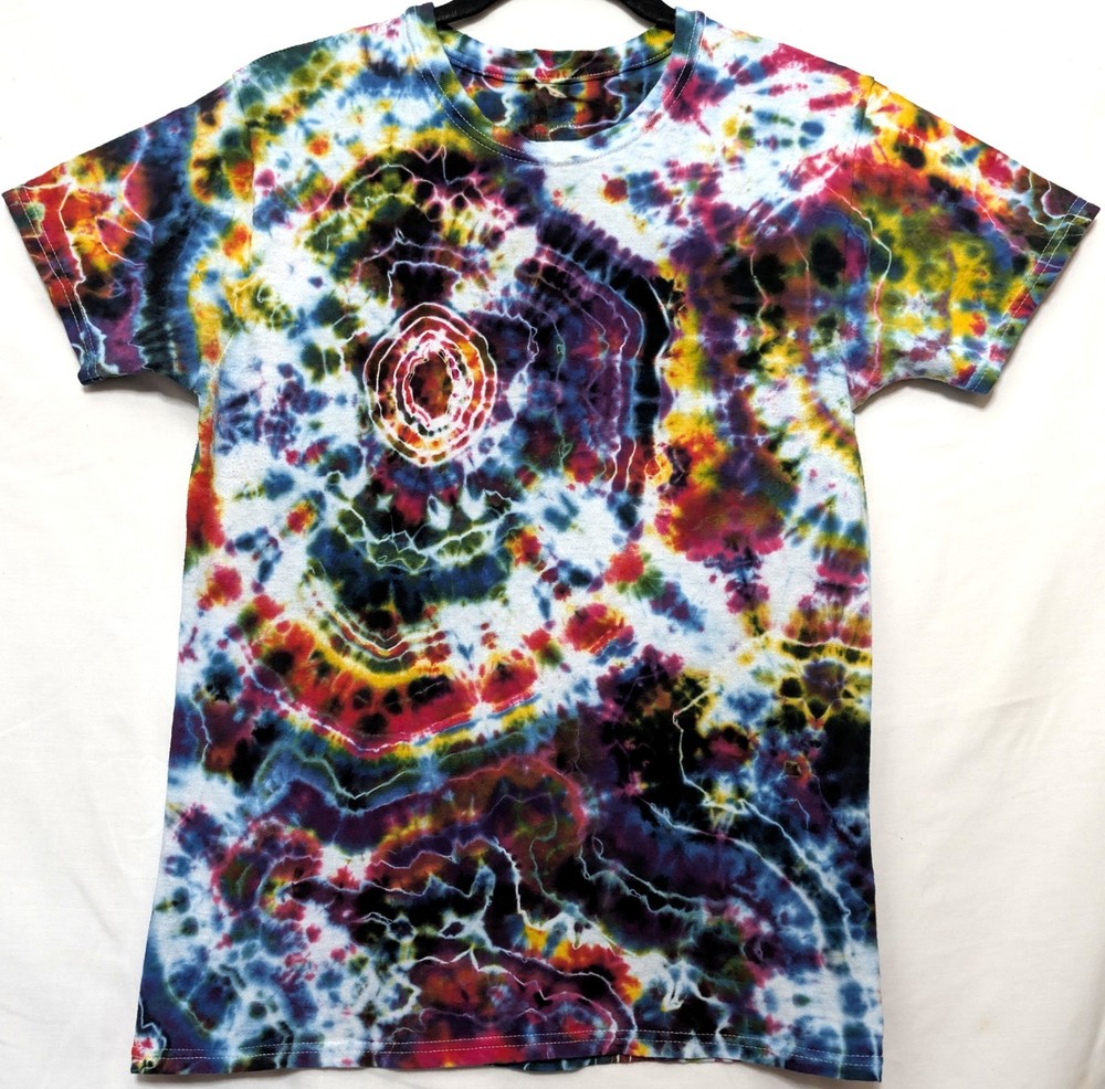 Handmade Tie Dye Rainbow Multicolor Geode Pattern Small Shirt 17″ W X 24.5″ L