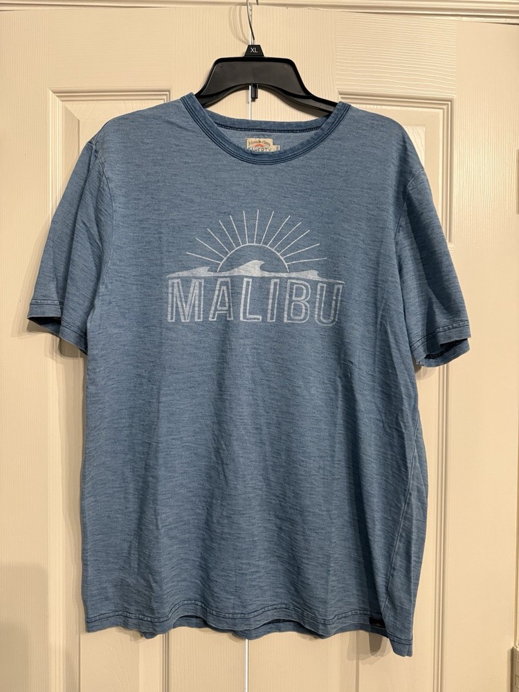 Faherty Short Sleeve T-shirt SzL Malibu Blue Heather Rare