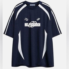 AELFRIC EDEN Contrast Color Stripe Soccer Jersey, Size Medium NWT Blue White