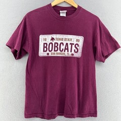 1999 Texas State Bobcats San Marcos TX Maroon T Shirt Mens M VTG NCAA University
