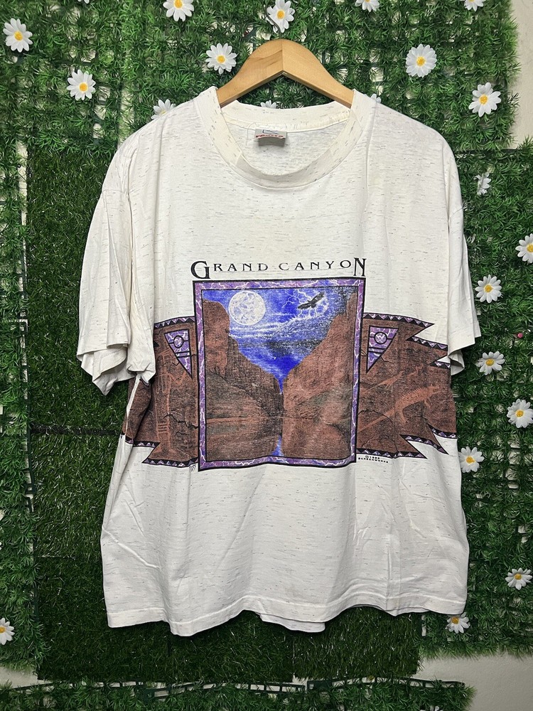 Vintage 1993 Grand Canyon Art Wrap Around AOP T-Shirt XL Outdoor Nature Eagle