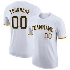 Custom White Black Gold Performance T-Shirt Personalized Team Jersey Gift