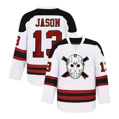 Friday The 13th Jason Voorhees Mask Hockey Jersey Movie Horror White XXL 2XL