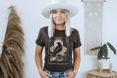 Gothic Raven Extra Light T-Shirt Crow Celestial Tarot Card Shirt