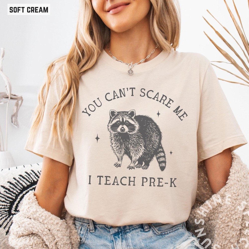 You Cant Scare Me I Teach Pre K Shirt Funny Raccoon Teacher Back To School Tee