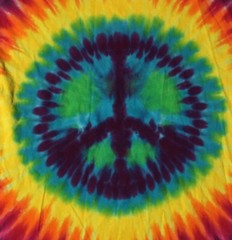 Vtg 90s Peace Tie Dye AOP Shirt M USA Single Stitch Hippie Surf Grunge Biker 80s