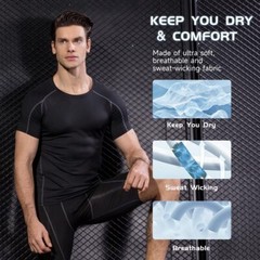 Mens Compression Athletic Fitness Shirt Base Layer Tops Tight Dry Sports Gym Tee