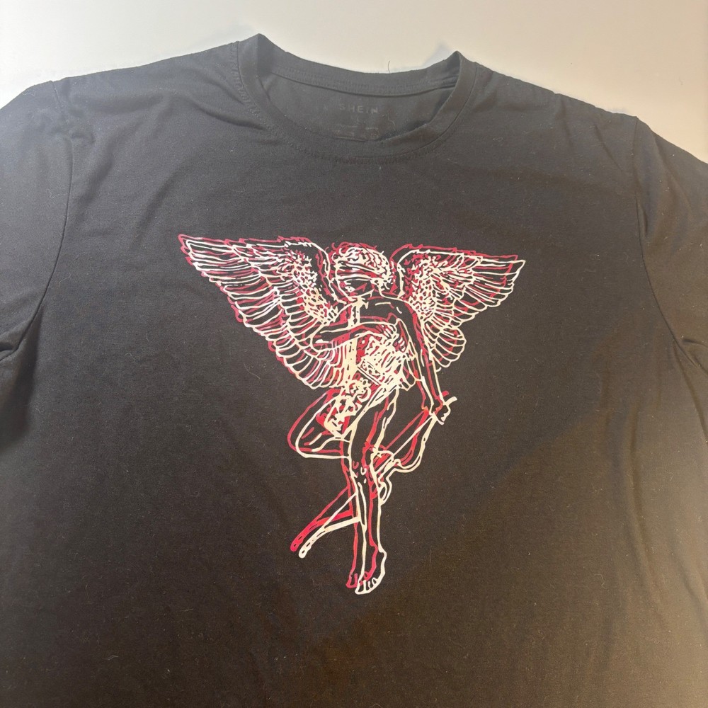 Cherub Angel Graphic Tee 3D Outline Y2K Aesthetic Streetwear Shirt Large Shein